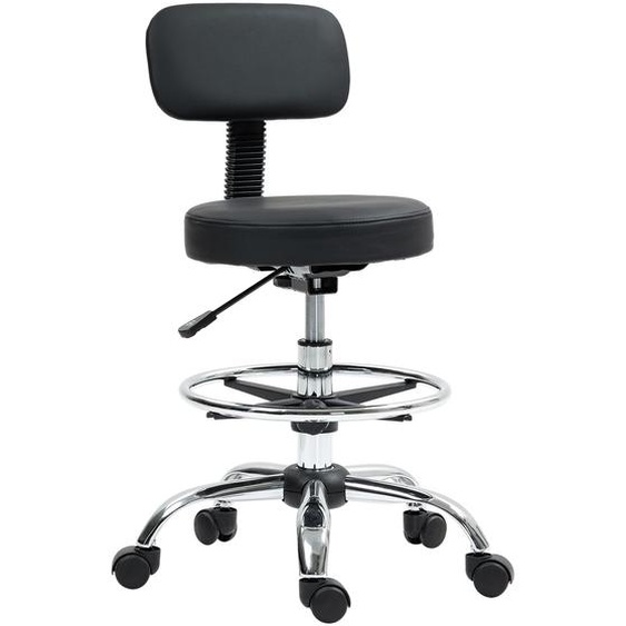 Moonbite, chaise de dessin ergonomique avec repose-pied réglable, rotation à 360°, réglage de la hauteur de 78 à 92 cm grâce à un système pneumatique de classe 3, revêtue de similicuir, couleur noire