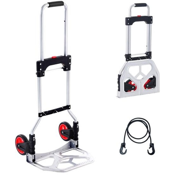 Mophorn - Diable pliable, capacité de charge de 176 lb, chariot portable en aluminium, chariot convertible avec poignée télescopique, roues en