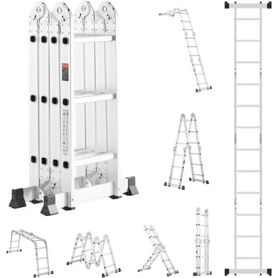 Mophorn Échelle pliante polyvalente, escabeau haut 7 en 1, échelle télescopique réglable à 3 marches avec cadre en A, échelle extensible robuste de