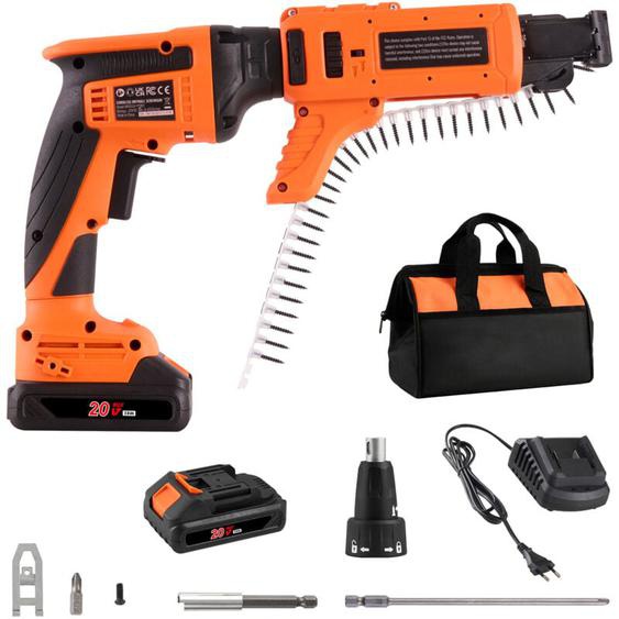 Mophorn - Pistolet à vis pour cloisons sèches à alimentation automatique, 20 v max sans fil, 4 200 tr/min, 2 batteries