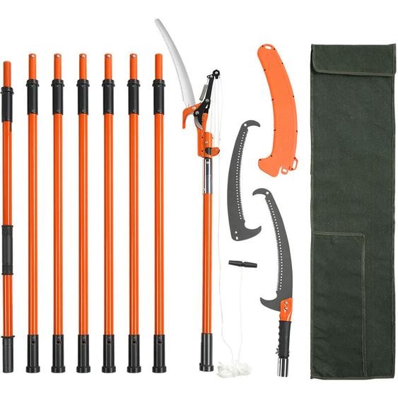Mophorn - vevor Scie a Elaguer Telescopique 2,24-8,24 m Scie a Perche Extensible Lame en Acier Tranchant Scie deElagage avec 8 Poteaux Fibre de Verre