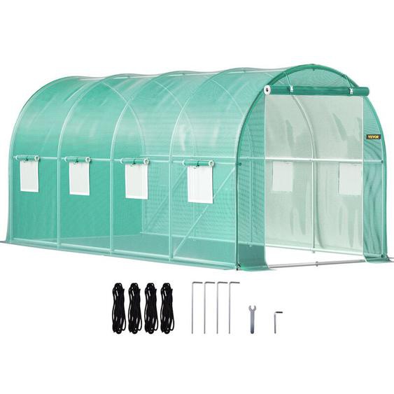 Mophorn - vevor Serre Tunnel Jardin 4,6x2,1x2,1 m Tente Abri Plantes Cadre en Acier Galvanise Couverture Etanche pe 1 Poutre Superieure 2 Poteaux