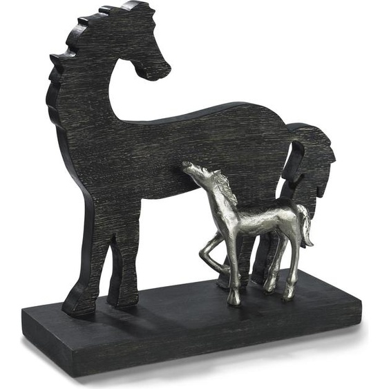 Moritz Sculpture Cheval Bois de mangue Poulain Équitation Cavalier Alu Massive Deko