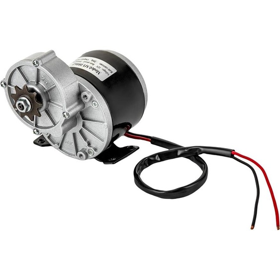 Moteur à courant continu à balais avec réducteur - 12 V, 250 W - Pignon de chaîne à 9 dents - Charge admissible : env. 100 kg - Argent