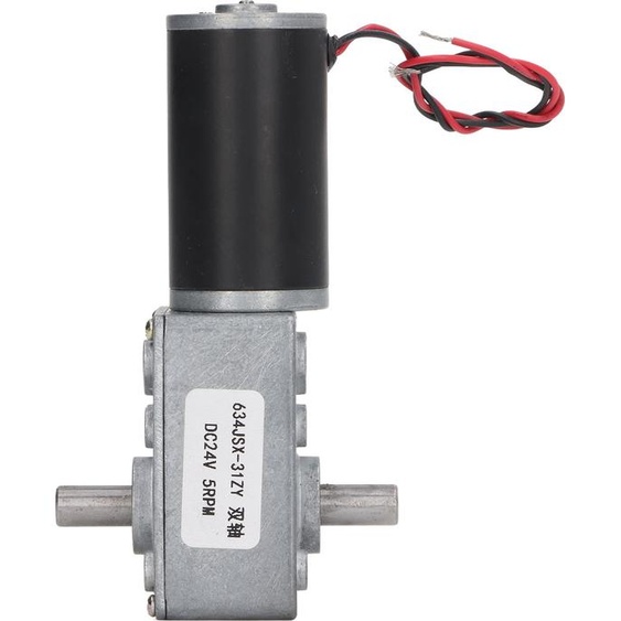 Moteur à engrenages DC 24V Réduction de vitesse Autobloquant Double Arbre Réversible Moteur à engrenages à vis sans fin 5RPM