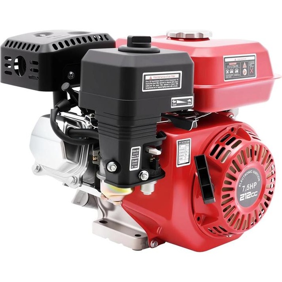 Moteur à essence - 4 temps - 212 cm³ 4000 W 4 cylindres - Faible consommation - Silencieux - Portable - Pour kart/minibike/tondeuse à gazon - Rouge