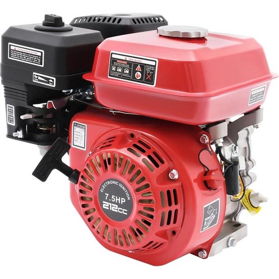 Moteur à essence - monocylindre 4 temps - 7,5 ch - 4 kW - 212 cm³ - 3600 tr/min - démarrage par lanceur - refroidi par air - rouge