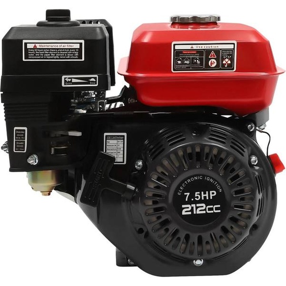 Moteur à essence - Moteur 4 temps, 7,5 chevaux, 212 cm³, 4000 W, 3600 tr/min, 1 cylindre - Moteur complet pour karting, mini-moto, tondeuse - Rouge