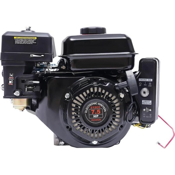 Moteur à essence - OHV 4 temps - 7,5 ch - 212 cm³ - 1 cylindre - Refroidi par air - Démarrage par lanceur - Noir