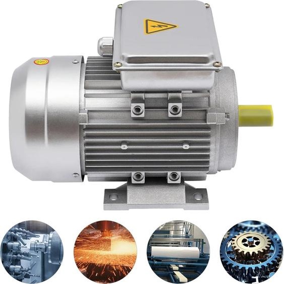 Moteur électrique - Monophasé - 750 W - 1380 tr/min - 208-240 V CA - Efficacité IE1 - Boîtier en aluminium - Pour ventilateurs, pompes, compresseurs