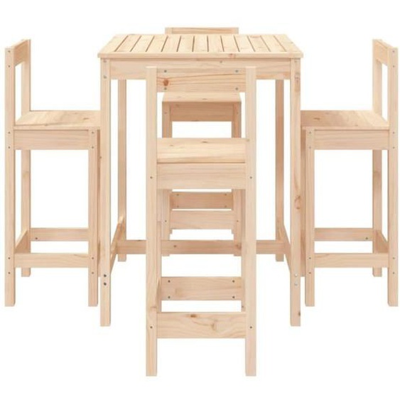 Mothinessto-9986X-Ensemble de bar de jardin 5 pcs bois de pin massif