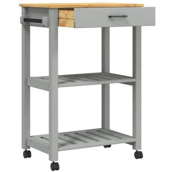 Chariot de cuisine - MOTHINESSTO - MONZA - Bois massif de pin - 60x40x90 cm - Gris et cire de miel