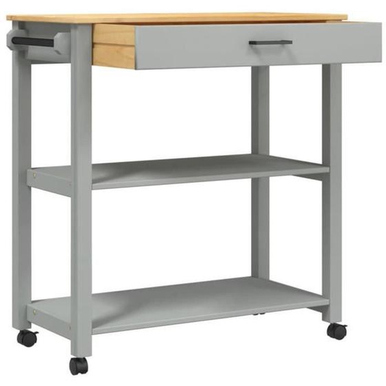 Chariot de cuisine - MOTHINESSTO - MONZA - Bois massif de pin - 84x40x90 cm - Gris et cire de miel