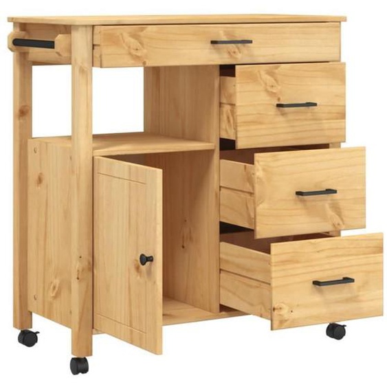 Chariot de cuisine - MOTHINESSTO - MONZA - Bois massif de pin - 84x40x90 cm - Cire de miel