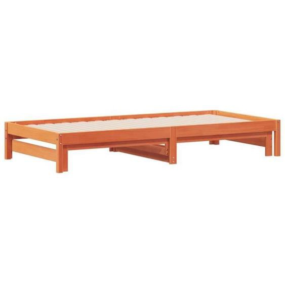 Lit de jour avec lit gigogne - MOTHINESSTO - Cire marron - 80x200 cm - Bois massif - 2/3 places