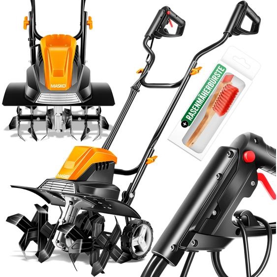 Moto-cultivateur électrique MASKO® 1500 watts | Largeur de travail 40 cm, profondeur de travail 20 cm | Moto-cultivateur | Motoculteur, cultivateur, motoculteur de jardin | Moto-cultivateur électrique | Poignée rabattable | Boîtier métallique | Roues de
