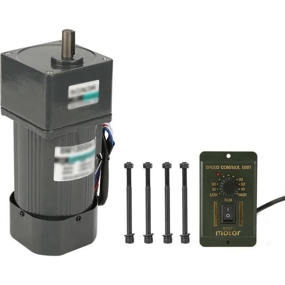 Motoréducteur avec variateur de vitesse - 120 W - AC 220 V - rapport 5K - arbre 1,2 cm - couple 3,5 N-m - noir