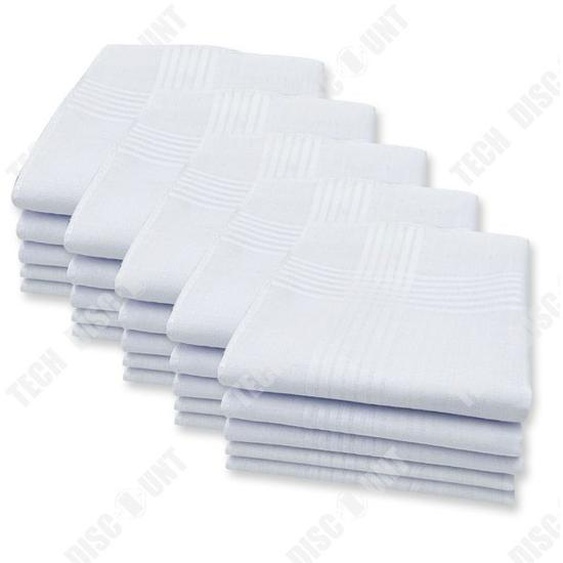 Mouchoirs blancs PASSIONOVA 25pcs 40x40cm homme mouchoir carré en coton mouchoirs en tissu léger et pratique mouchoirs blancs homme