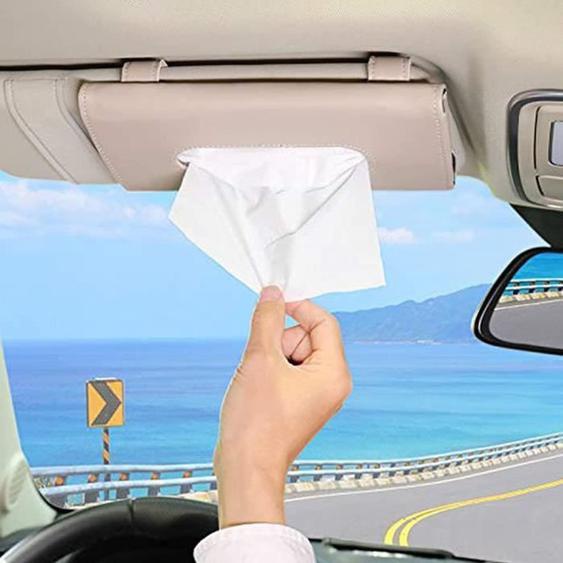 Mouchoirs,BoîTe de Mouchoirs pour Pare-Soleil de Voiture,​Porte-Mouchoirs de Voiture,Pare-Soleil de Voiture de Mouchoirs-beige