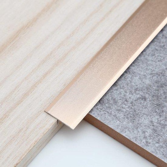 Moulure décorative en profilé en T en aluminium, en 3 parties, or mat, 0,9 m x 2 cm