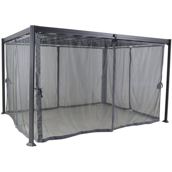 Moustiquaire pour pergola BELIZE Ardoise 3 x 3,8 m - L. 330 H. 215 cm Polyester Hespéride