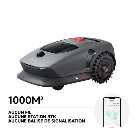 MOVA 1000 Robot Tondeuse 3D-LiDAR jusquà 1000 m², installation sans fil, évitement intelligent, App contrôle, roues tout-terrain, coupe en U