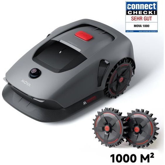 MOVA 1000 Robot Tondeuse UltraView, installation sans fil, cartographie 3D précise 1000 m², évitement intelligent, App contrôle, roues tout-terrain