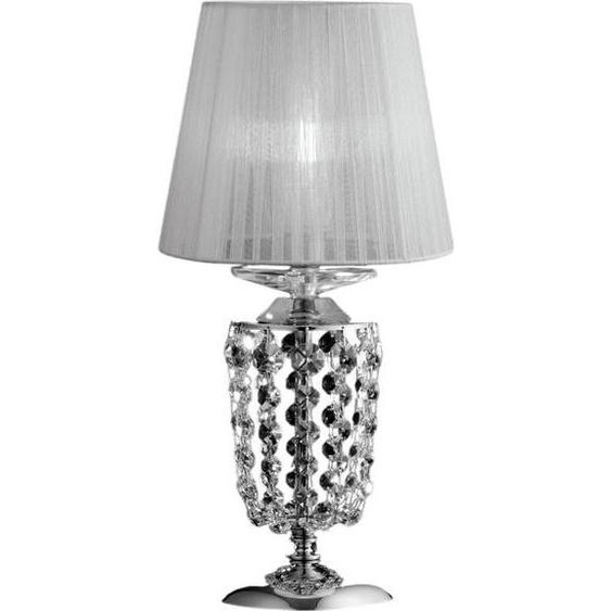 Mozart Lampe De Table En Fer Et Laiton Chromé Avec Abat-Jour 1 Lumière H.40 D.20 Bl189-Lt-Cr