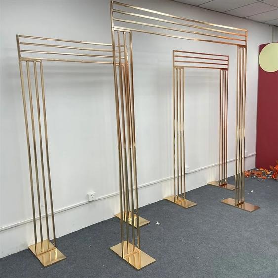 MS Made Étagère de toile de fond décran carré brillant, arc de mariage, support de porte de fleurs géométriques plaquées or, cadre de décoration florale artificielle, nouveau, 2022