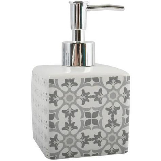 MSV Distributeur de savon Céramique EVORA Gris & Blanc Taupe