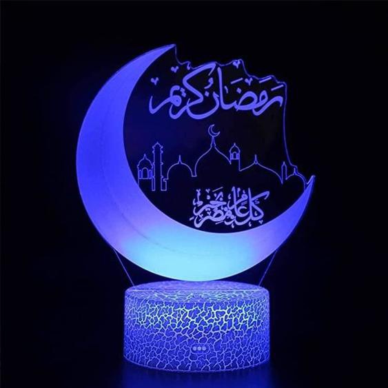 Mubarak Ramadan Lampe LED DIY Décoration de lAïd Lune Étoile Veilleuse en Bois Décoration de Table Lampe Lune