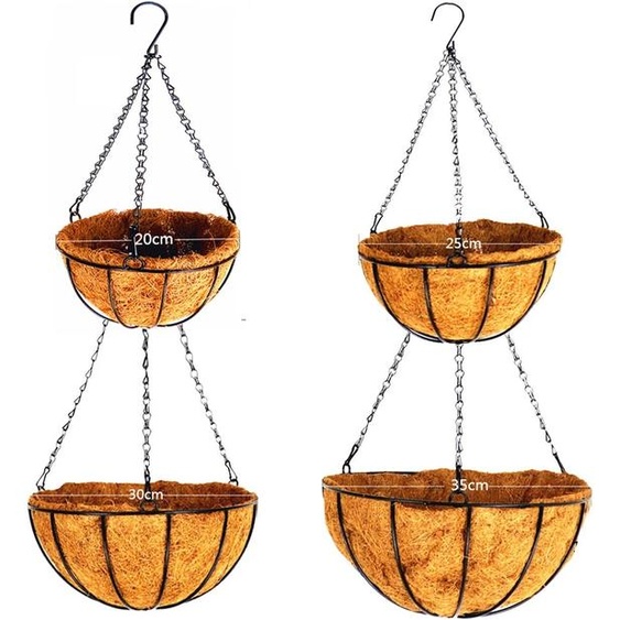 MUCIAKIE Panier de jardinière suspendu en métal, support de plante en fil de coco, décoration de jardin pour Pots de fleurs dintérieur et dextérieur, 1 pièce de 8 à 14 pouces