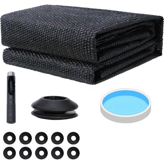 Mucola bâche de piscine bâche solaire chauffage solaire bâche thermique piscine encastrée Quick-Up-Pools paroi acier - Noir Ø 366cm