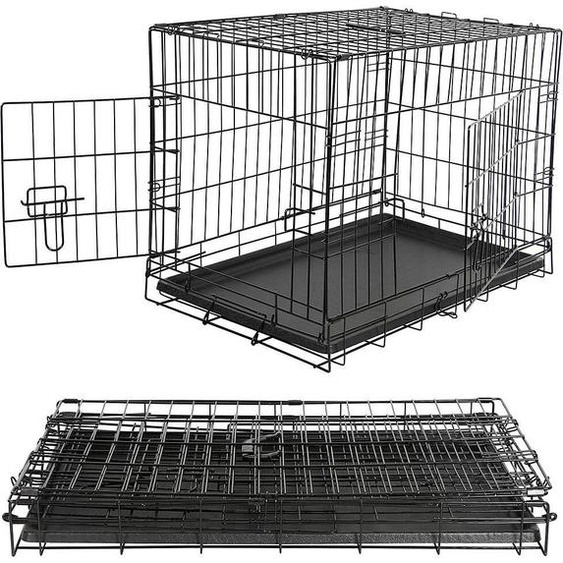Mucola Cage en fil métallique pliable Caisse de transport pour chiens Caisse de transport pour chiens Cage grillagée pour chiens - 120 x 80,5 x 75 cm Noir