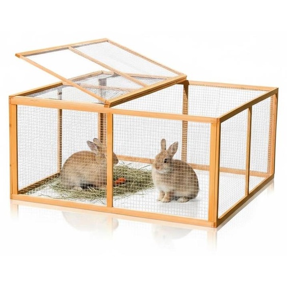 Mucola Clapier petits animaux 120x120x59 cm Enclos en bois Clapier pour lapins Cage pour lapins