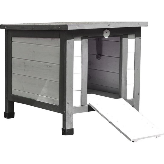 Mucola Niche pour chats Outdoor Niche pour chats Caisse de mise bas en bois Villa pour chats Lit pour chats - Blanc / Gris