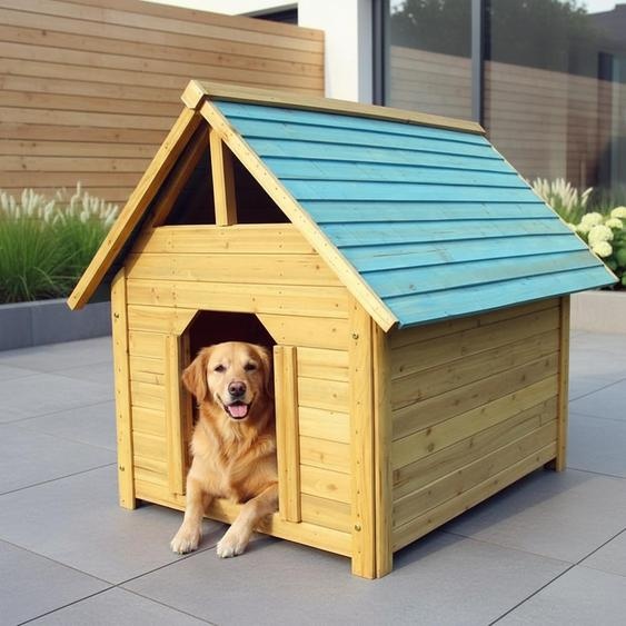 Mucola Niche pour chien Outdoor 95CM résistant aux intempéries Cage pour chien en bois Niche pour animal domestique Grotte pour chien