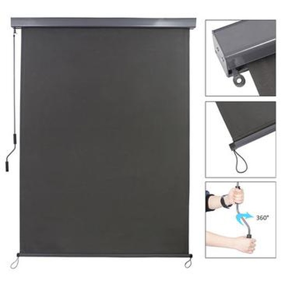 Mucola - Store vertical 160x250 cm store latéral store anthracite protection contre le vent protection solaire store à rouleau terrasse toit