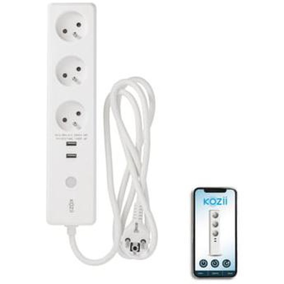 Multi prise connectée KOZII 16A 3680W max avec 3 prises et 2 ports USB