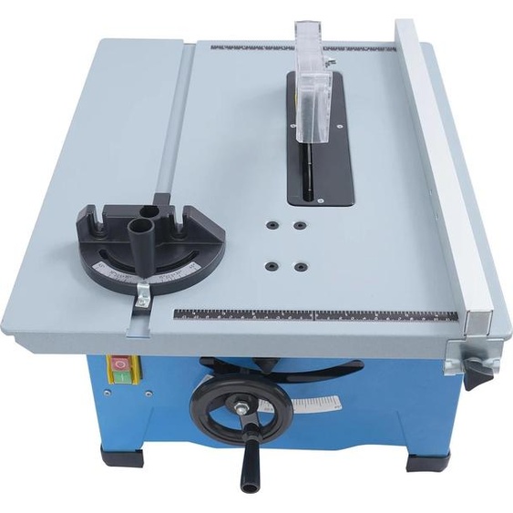 Multifonction - Scie circulaire de table - 1400 W - Lame 21 cm - Onglet 0-45° - Profondeur de coupe 54/45 mm - 4200 tr/min - Table 53×43 cm - Bleu