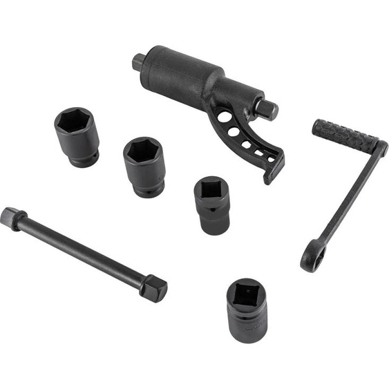 Multiplicateur de couple pour écrous de roue - Jeu de clés à douille 1:64 - 4 800 Nm - Emmanchement carré de 25 mm - Douilles de 21 à 41 mm - Pour camions/bus/tracteurs - Avec mallette - Noir
