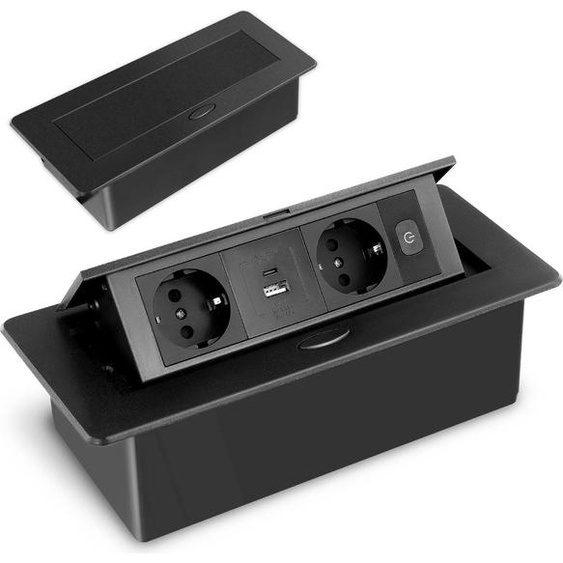 Multiprise, ports USB, design extensible, marron