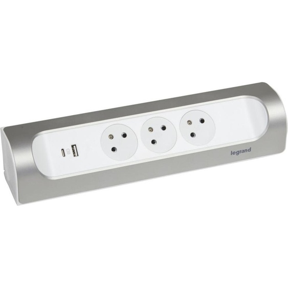 Multiprise Usb À Câbler Compact, 3 Prises Aluminium