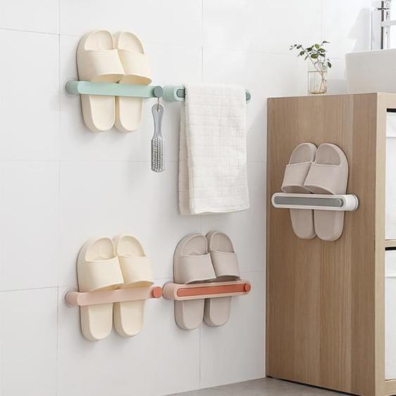 Mural salle de bains porte-serviettes porte-pantoufles salle de bain étagère sèche serviettes ventouse sans poinçon 4PCs