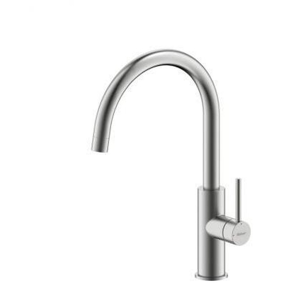 NABER Robinet NAMOR 5 en INOX brossé avec bec fixe orientable / Robinet de cuisine / Mitigeur monocommande
