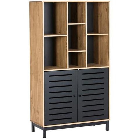 Bibliothèque - ALTOBUY - Naira - 2 Portes - Bois Ciré - Noir - Style Industriel