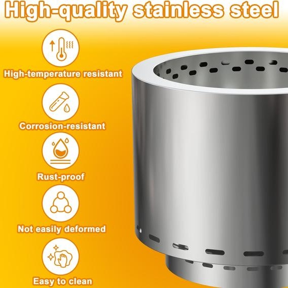 NAIZY Foyer sans fumée avec sac de rangement,Foyer dextérieur en acier inoxydable,Foyers portables, foyers en bois faciles à nettoyer pour terrasse, balcon jardin camping