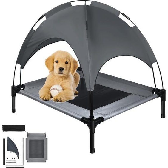 NAIZY Lit pour chien avec baldaquin, Lit pour animaux domestiques avec toit, Lit surélevé pour chiens, Niche pour chiens Outdoor Grands chiens, Couchage pour animaux domestiques à lextérieur, Lit pour chiens pour chats Tissu taffetas - 76 x 61 x 76 cm