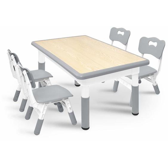 Naizy - Table pour enfants 120x60cm avec 4 chaises, ensemble de chaises réglables en hauteur Mobilier hdpe + abs 30x31cm Groupe de sièges Capacité de