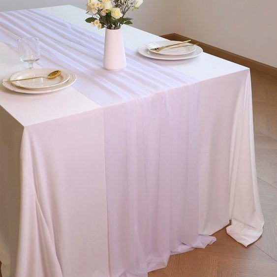 Nappe en mousseline transparente - 30 x 300 cm - Décoration de table de style bohème - Idéale pour les mariages, les fêtes, les enterrements de vie de jeune fille et les anniversaires